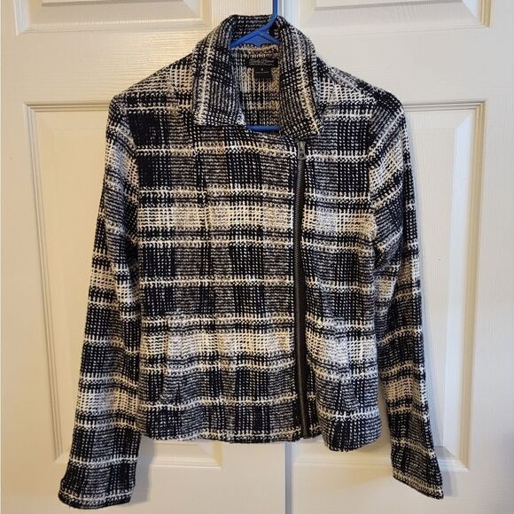 Lucky Brand black/white full zip-up collard jacket - Picture 1 of 9